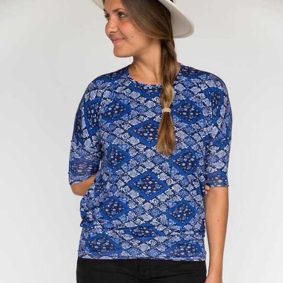 Agnes & Dora XXL Dolman Running in the Light Blue Print Tunic NWT with Dust Bag - Picture 5 of 11